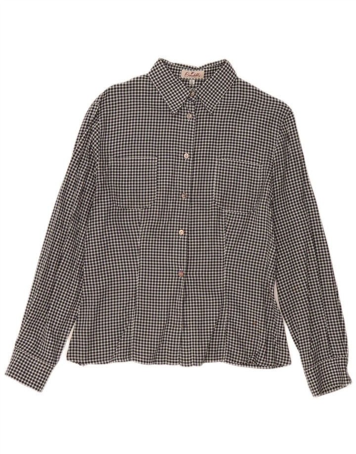 Vintage dameskjorte IT 46 Large Black Gingham Cotton