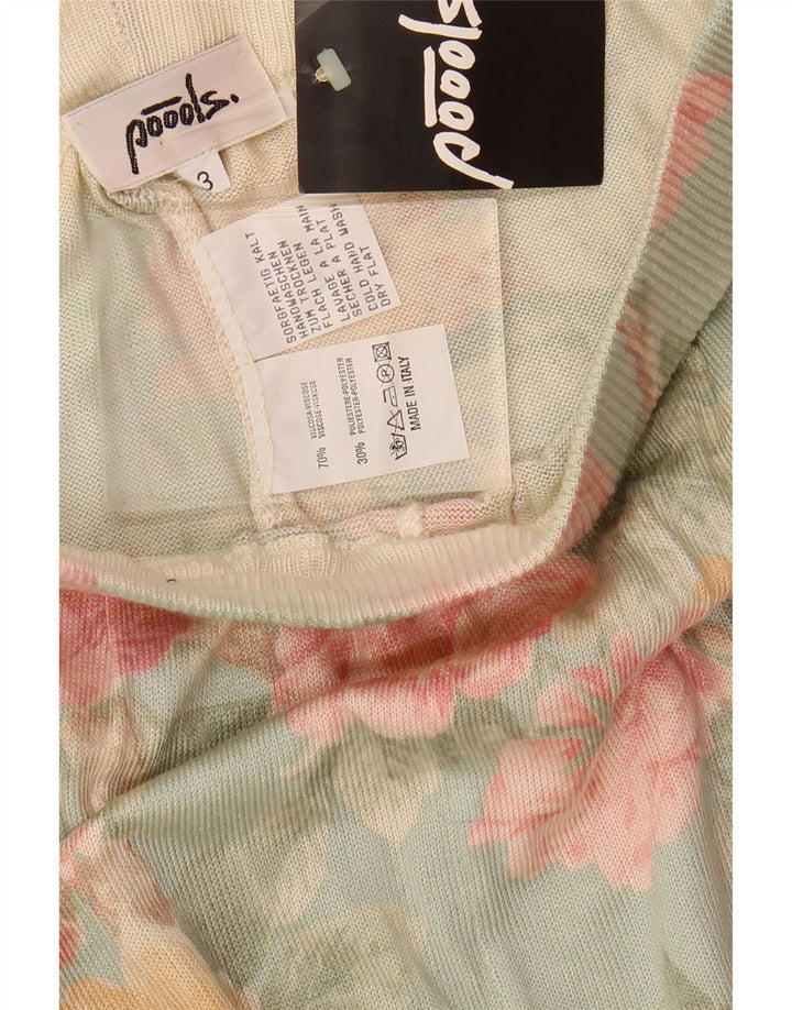 Vintage leggings til kvinder UK 12 Medium Blue Floral Viscose