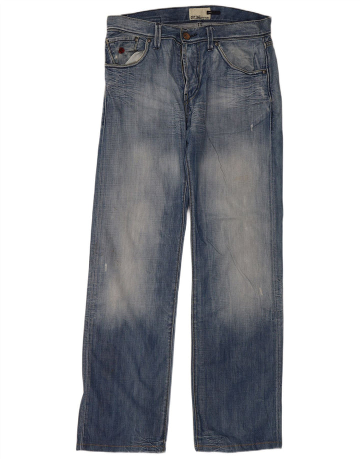 Energie Herre Distressed Straight Jeans W34 L36 Blå Bomuld