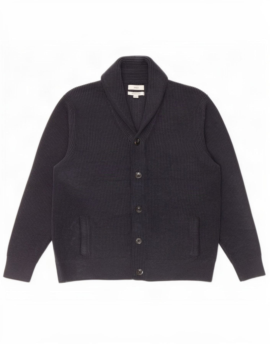 Marks & Spencer dame cardigan sweater UK 18 XL marineblå polyester
