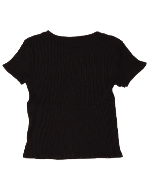 Zara Womens Crop T-Shirt Top UK 12 Medium Black