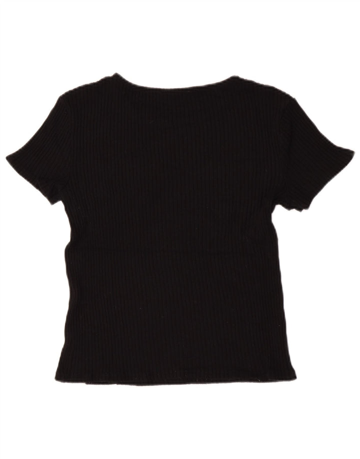 Zara Womens Crop T-Shirt Top UK 12 Medium Black