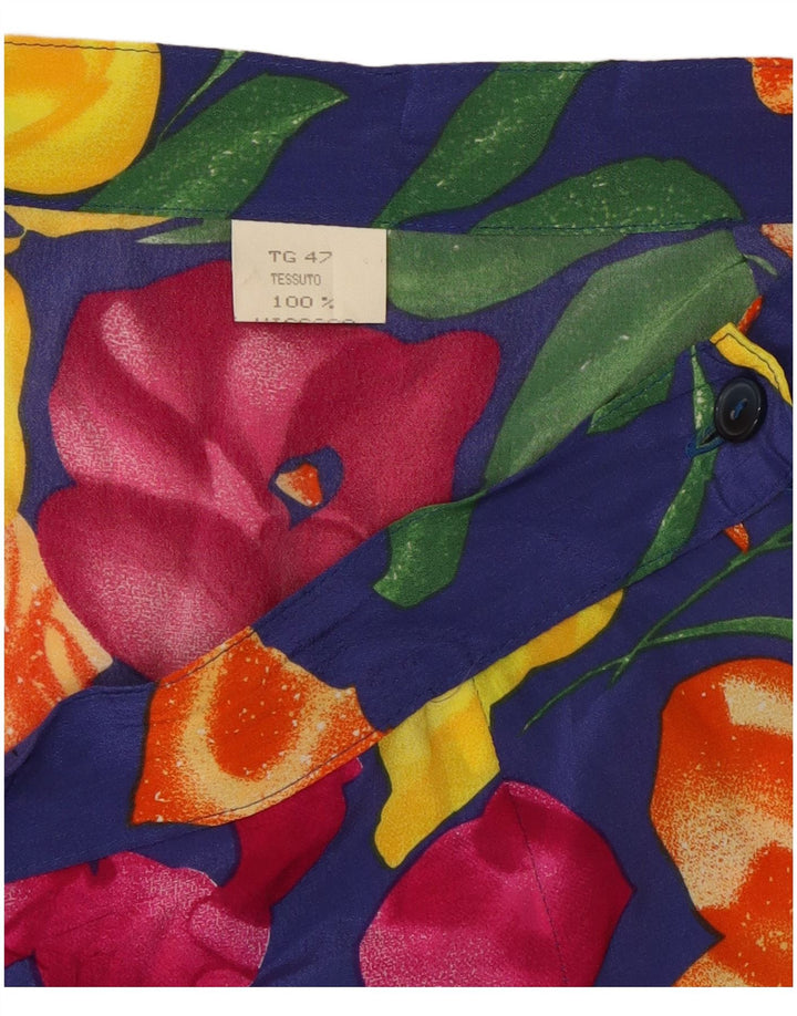 Vintage plisseret nederdel til kvinder W34 Stor flerfarvet blomsterviscose