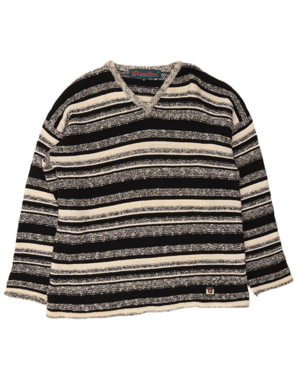Chambers Herre V-hals sweater Medium Sort Stribet Bomuld
