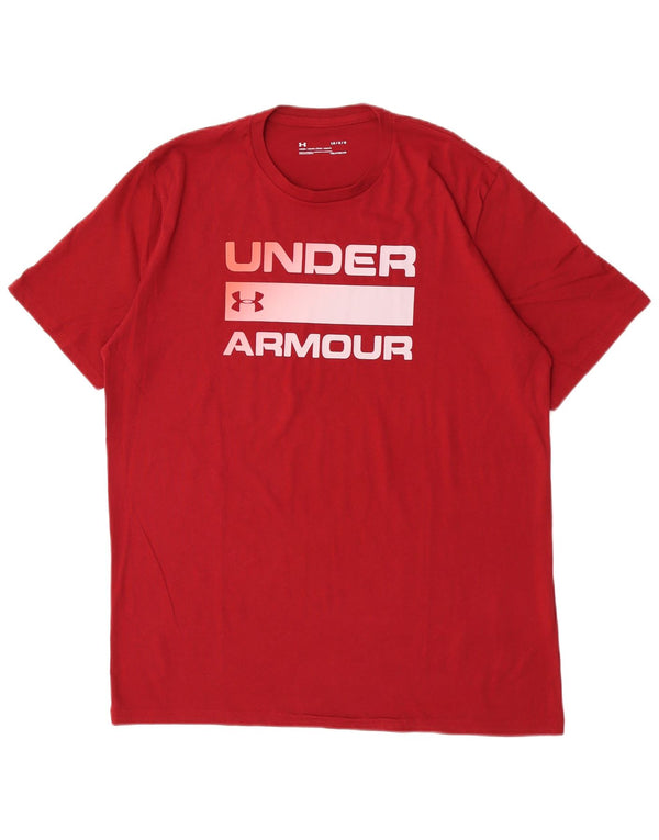 Under Armour Herre Heat Gear Grafisk T-Shirt Top Stor Bourgogne Bomuld