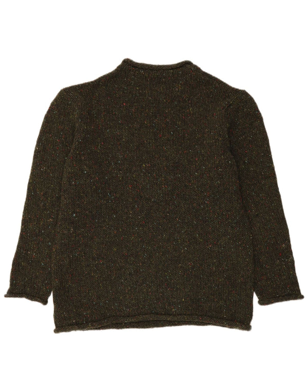 Aran Crafts Herre Boat Neck Jumper Sweater Medium Khaki Flecked Wool