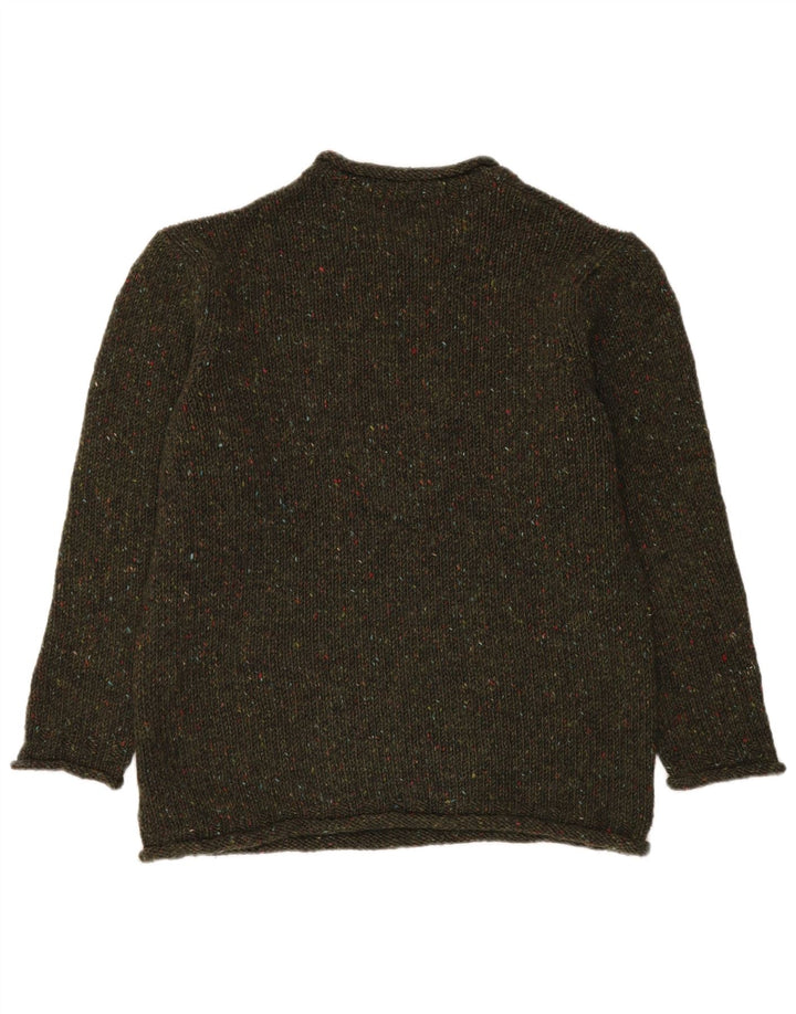 Aran Crafts Herre Boat Neck Jumper Sweater Medium Khaki Flecked Wool