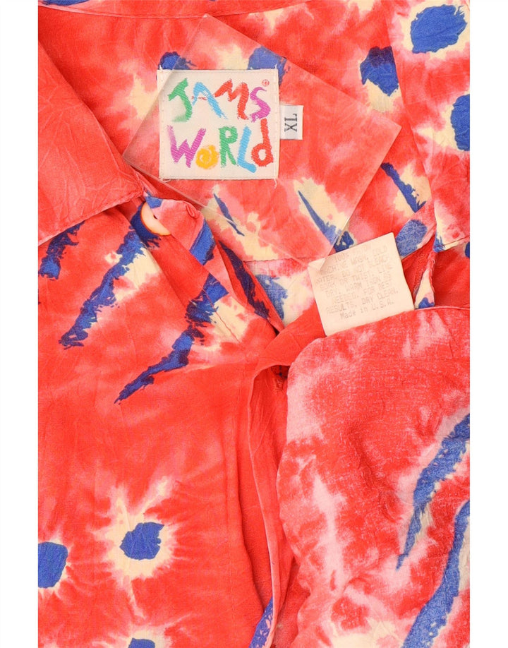 JAMS WORLD Herre kortærmet skjorte XL Rød blomster Rayon