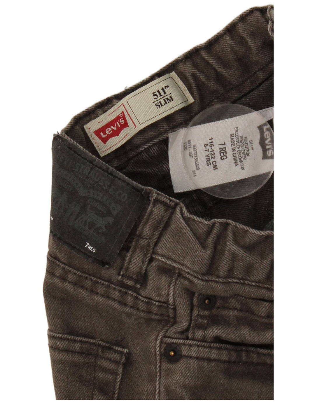 Levi's Boys 511 Slim Jeans 6-7 år W20 L20 Grøn Bomuld