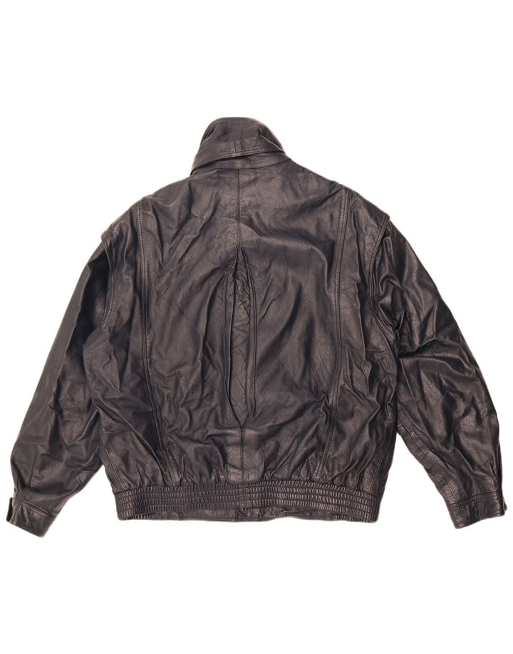 Sterling Herre Læderjakke UK 40 Large Navy Blue Læder