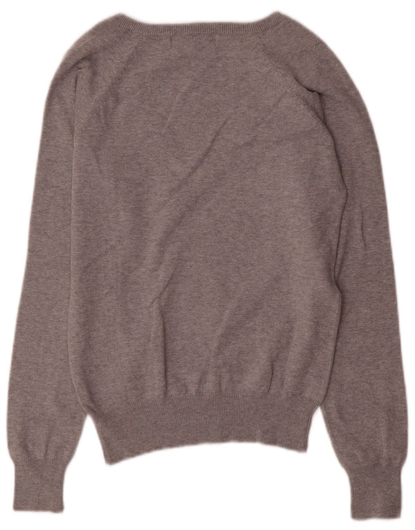 Zara Dame V-hals sweater UK 10 Lille Grå Bomuld
