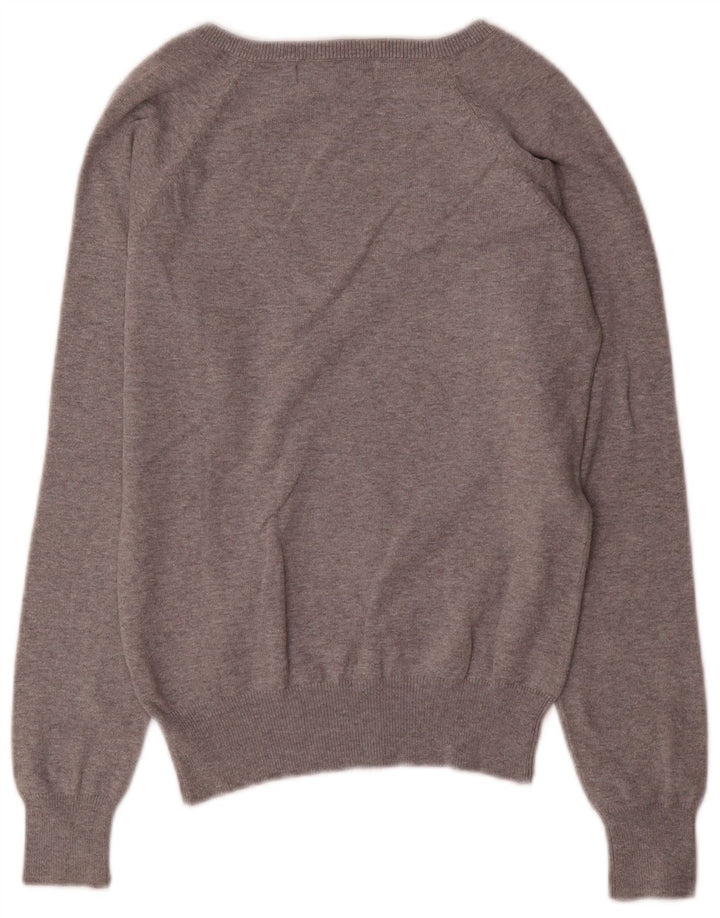 Zara Dame V-hals sweater UK 10 Lille Grå Bomuld