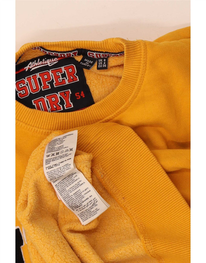 Superdry Womens Graphic Oversized Sweatshirt Jumper UK 8 Small Yellow