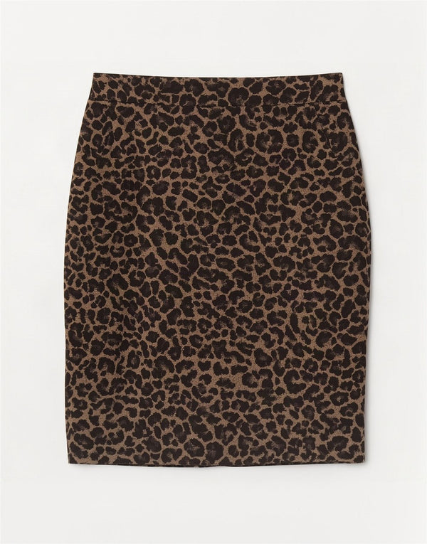 Marks & Spencer Lige nederdel til kvinder UK 16 Large W34 Beige Animal Print