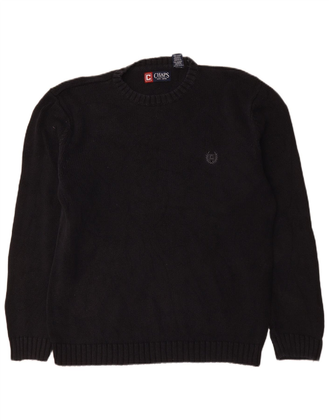 Chaps Herre Crew Neck Jumper Sweater Medium Sort Bomuld