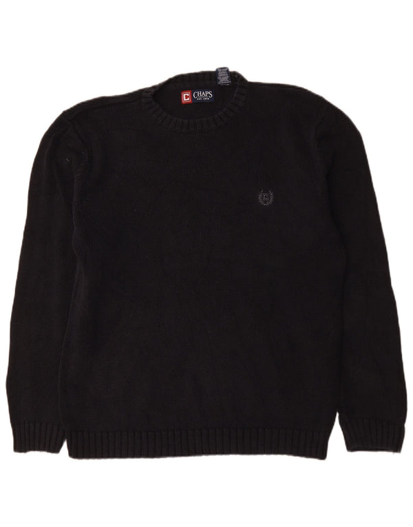 Chaps Mens Crew Neck Jumper Sweater Medium Black Cotton