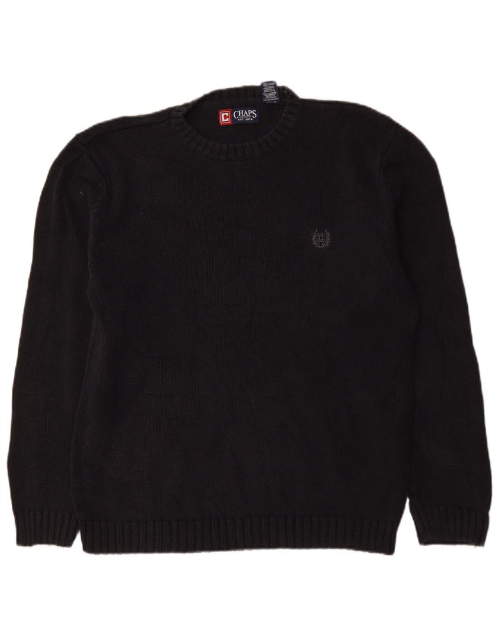 Chaps Herre Crew Neck Jumper Sweater Medium Sort Bomuld