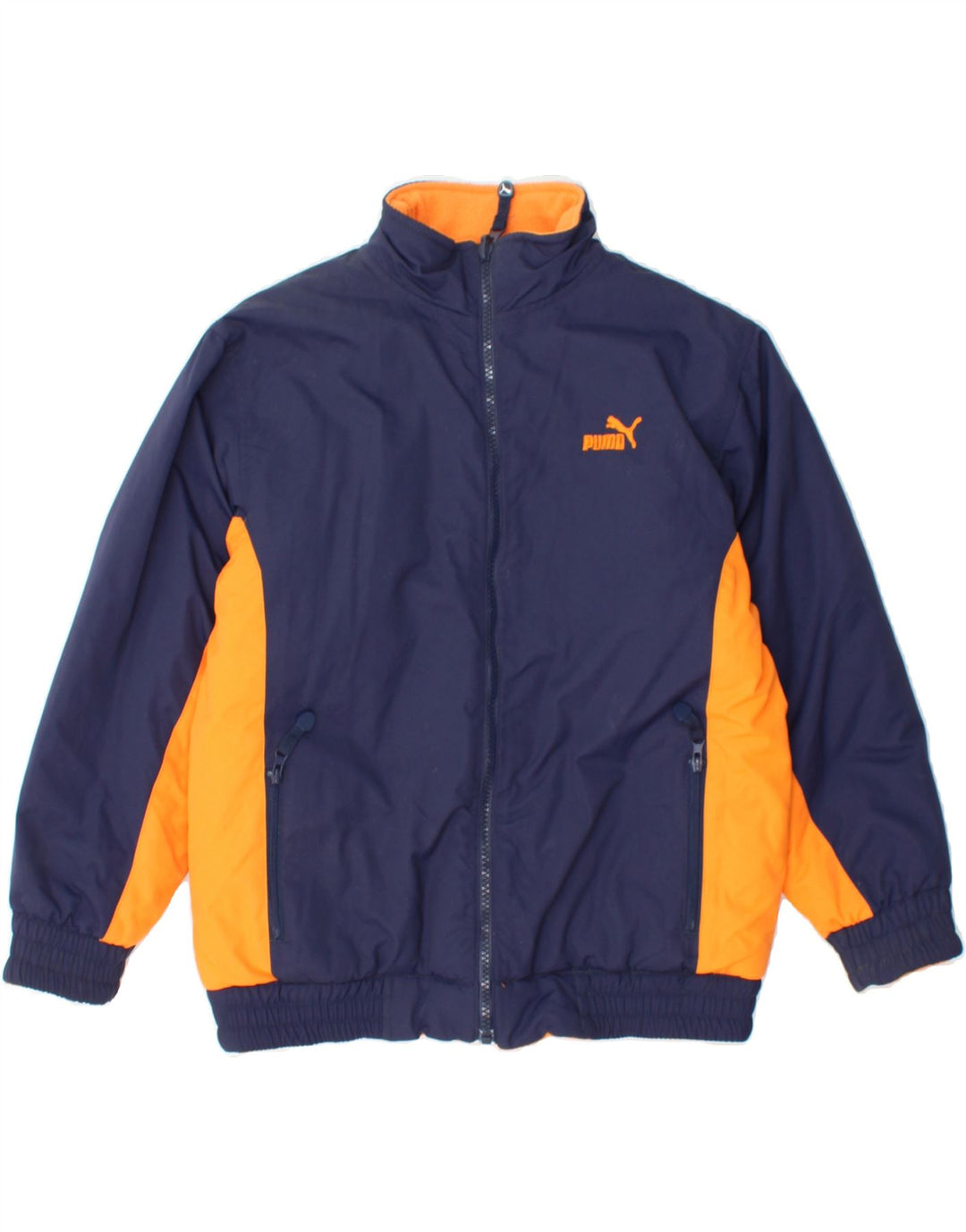 PUMA Boys Graphic Reversible Jacket 10-11 Years Navy Blue Colourblock Vintage Puma and Second-Hand Puma from Messina Hembry 