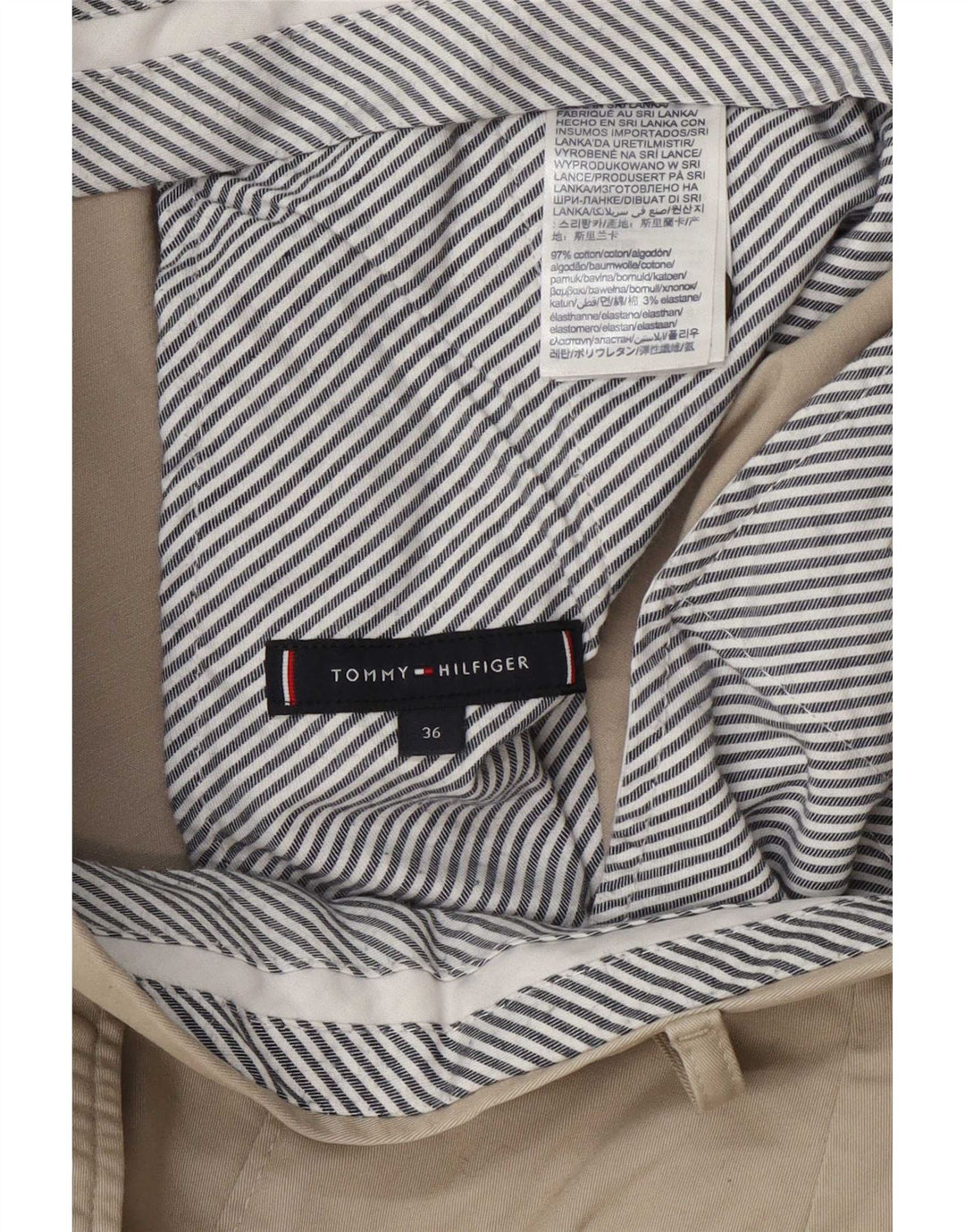 Tommy Hilfiger Herre Chino Shorts W36 Stor Beige Bomuld