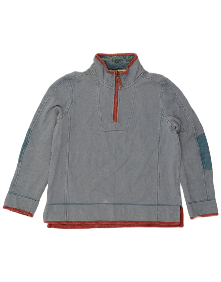 Fat Face Herre Zip Neck Sweatshirt Jumper Stor Blå Bomuld