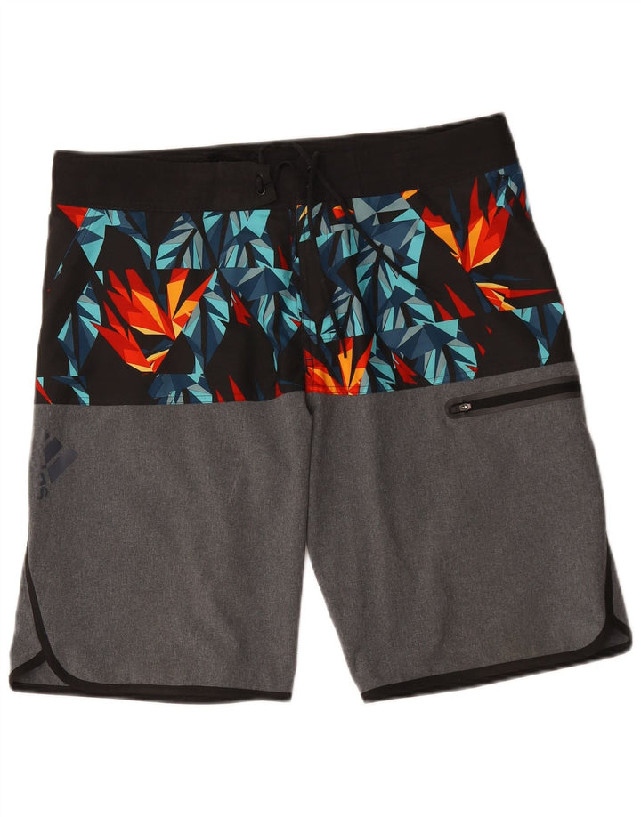 Adidas Badeshorts til mænd mellemgrå geometrisk polyester