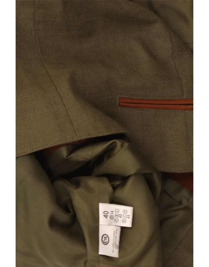C&A Damevest UK 14 Medium Khaki Floral Linen