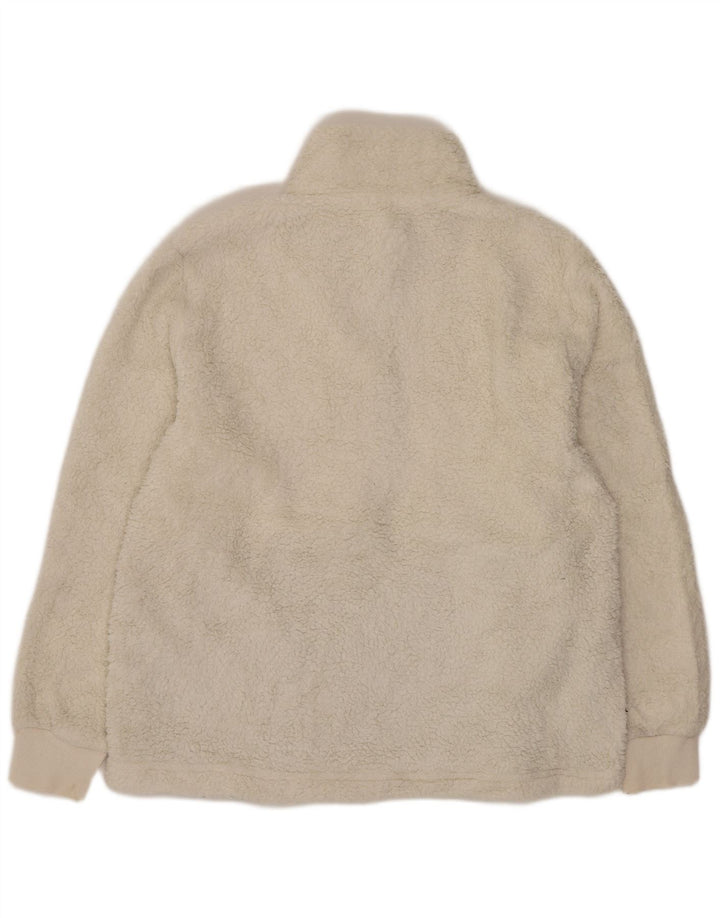 Calvin Klein Dame Oversized Fleece Jumper UK 14 Medium White Colourblock