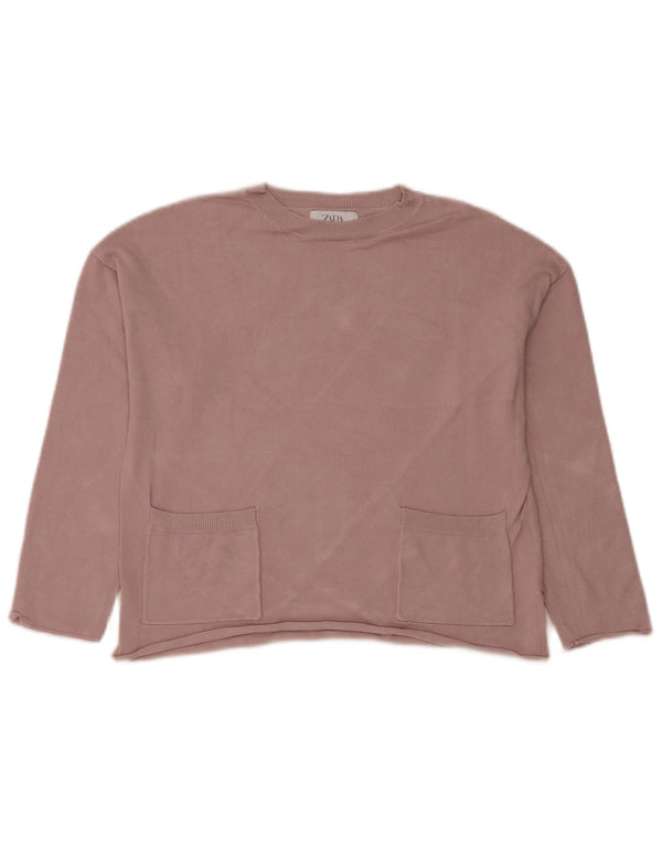 Zara piger med rund hals sweater 11-12 år Pink Viscose