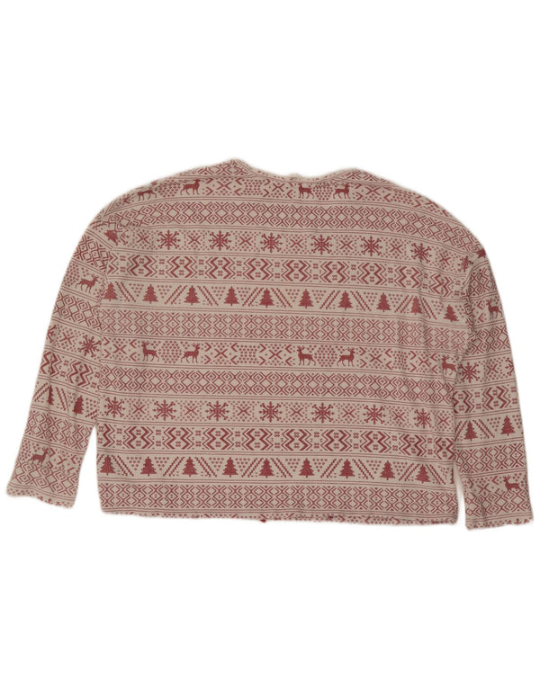 Marks & Spencer Womens Crop Sweatshirt Jumper UK 18 XL Off White Fair Isle