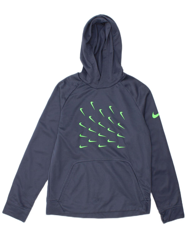 Nike drenge Therma-Fit grafisk hættetrøje trøje 12-13 år stor marineblå