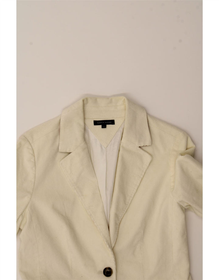 TOMMY HILFIGER Womens 2 Button Blazer Jacket US 6 Medium Off White Cotton Vintage Tommy Hilfiger and Second-Hand Tommy Hilfiger from Messina Hembry 