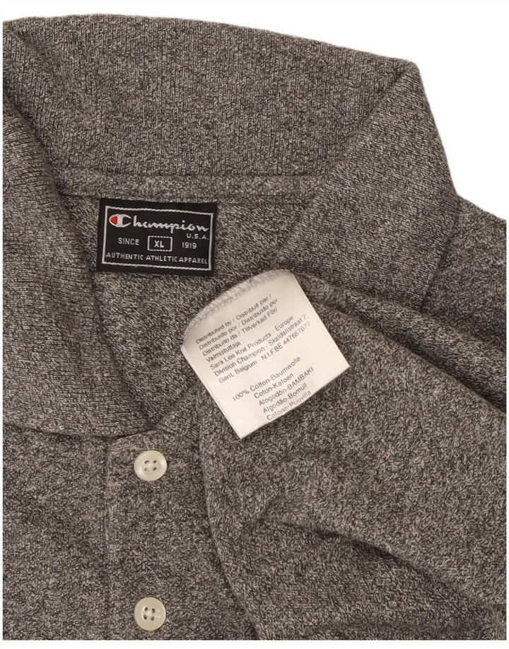 CHAMPION Mens Polo Shirt XL Grey Flecked Cotton Vintage Champion and Second-Hand Champion from Messina Hembry 