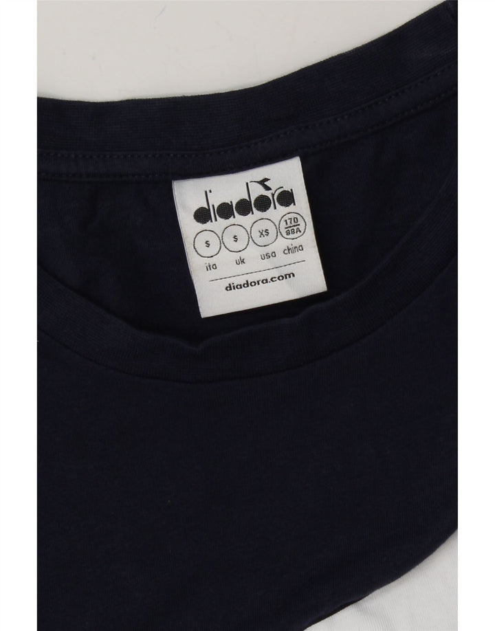 DIADORA Mens Graphic T-Shirt Top Small Navy Blue Cotton Vintage Diadora and Second-Hand Diadora from Messina Hembry 