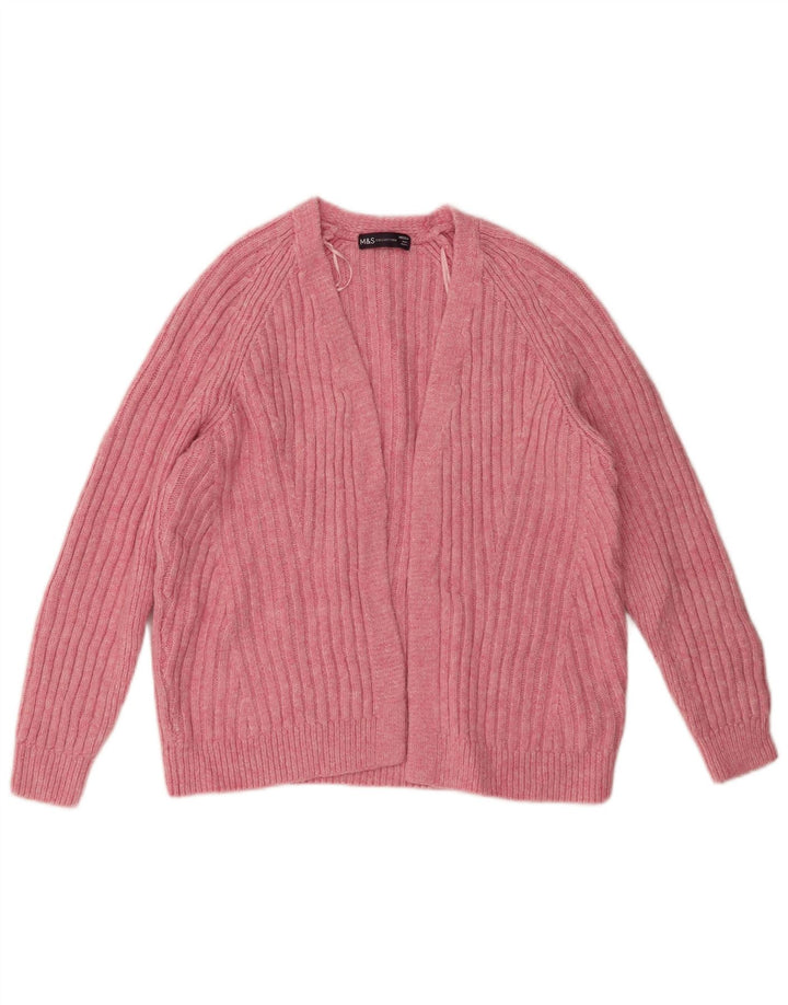 Marks & Spencer Womens Open Cardigan Sweater UK 14 Medium Pink Akryl