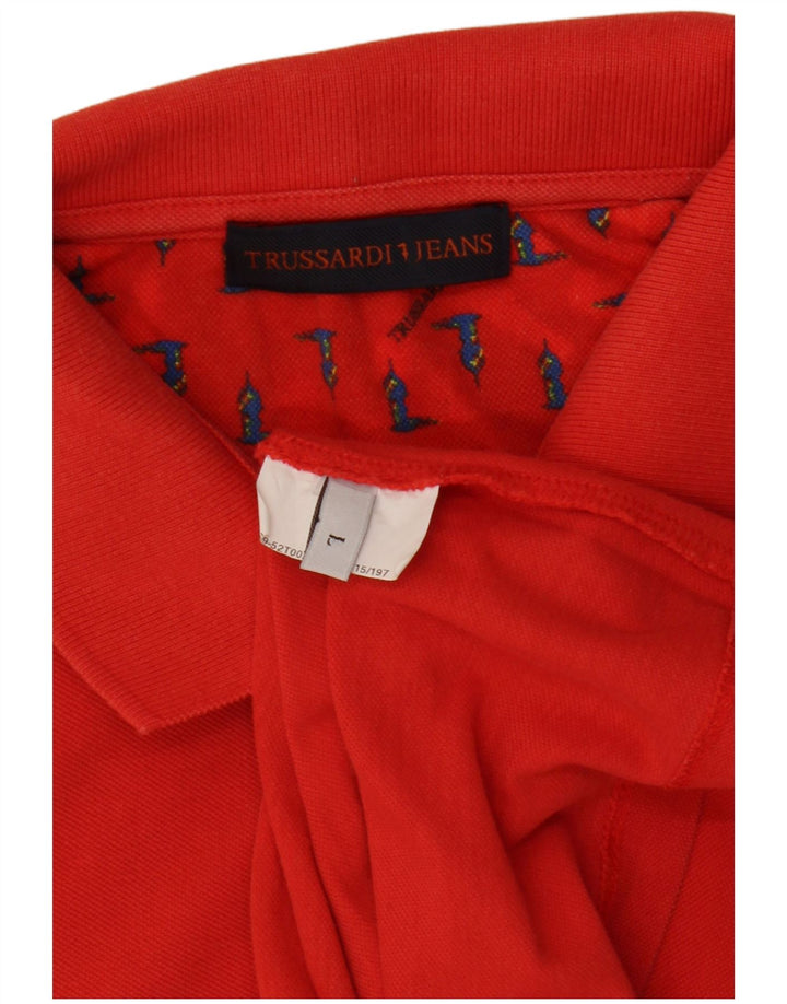 TRUSSARDI JEANS Mens Polo Shirt Large Red