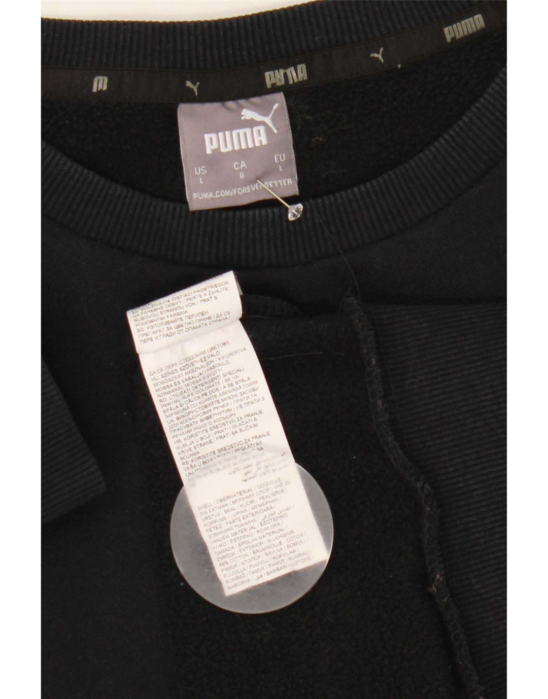 Puma Graphic Sweatshirt Jumper UK 16 Stor sort bomuld