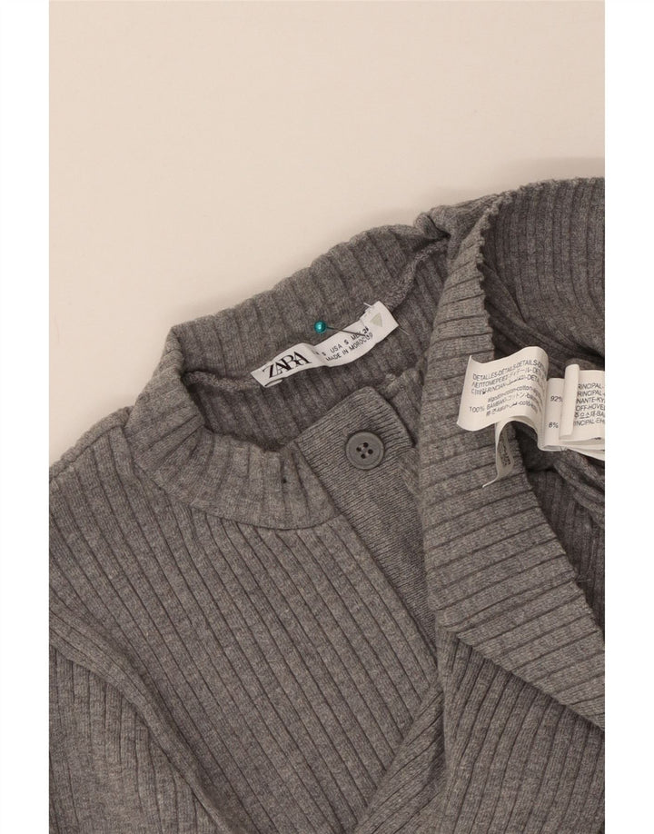 Zara Dame Button Neck Jumper Sweater UK 8 Small Grey Bomuld