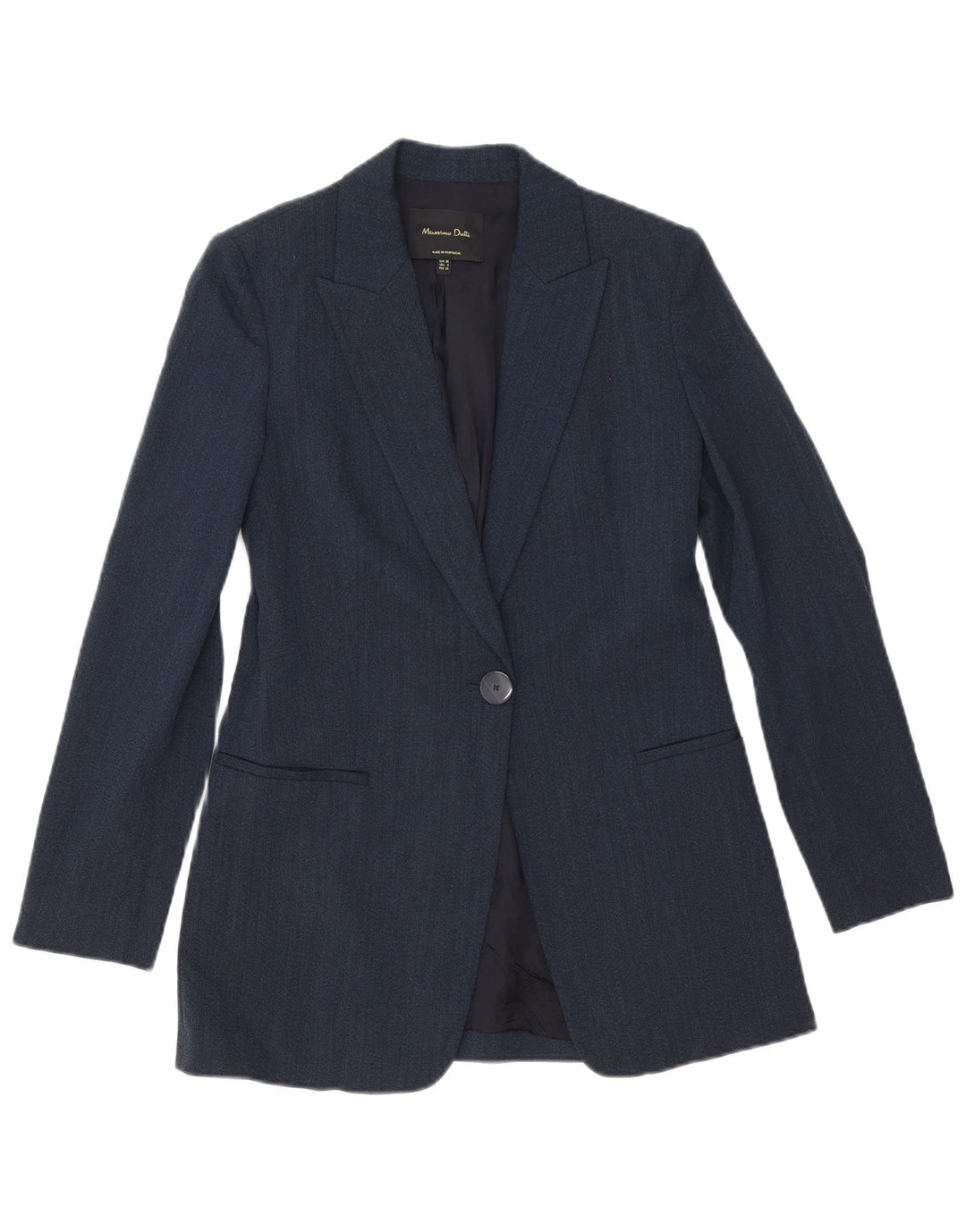 Massimo Dutti Dame 1 Knap Blazer Jakke EU 36 XS Navy Blue Viscose