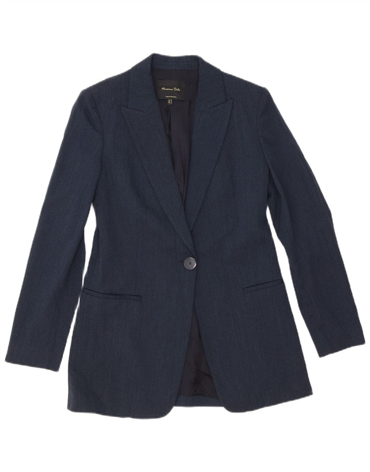 Massimo Dutti Dame 1 Knap Blazer Jakke EU 36 XS Navy Blue Viscose