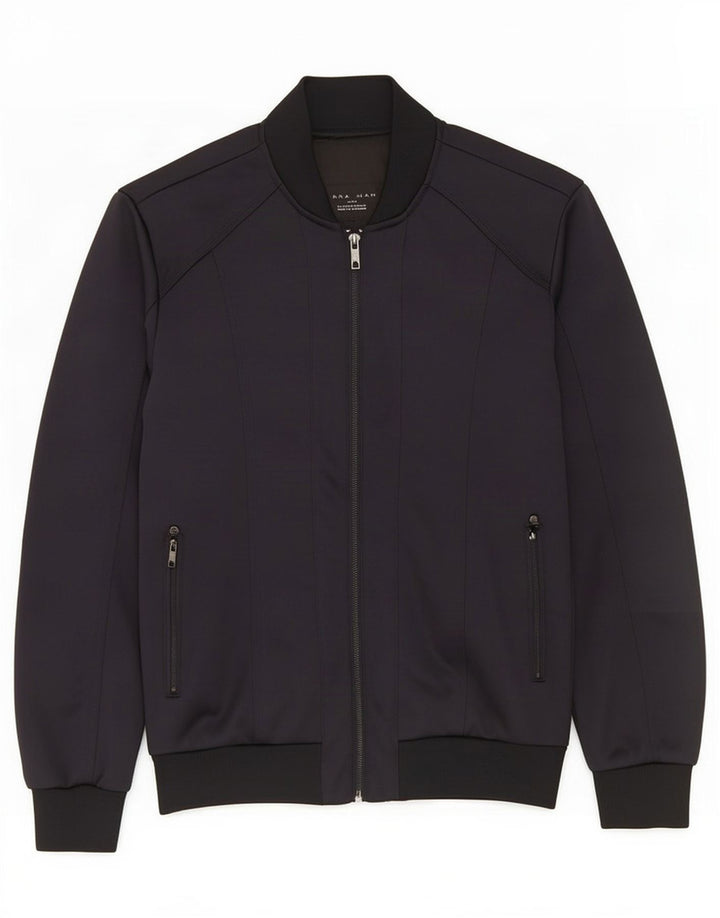 Zara Herre Bomber Jacket UK 38 Medium Navy Blue Polyester