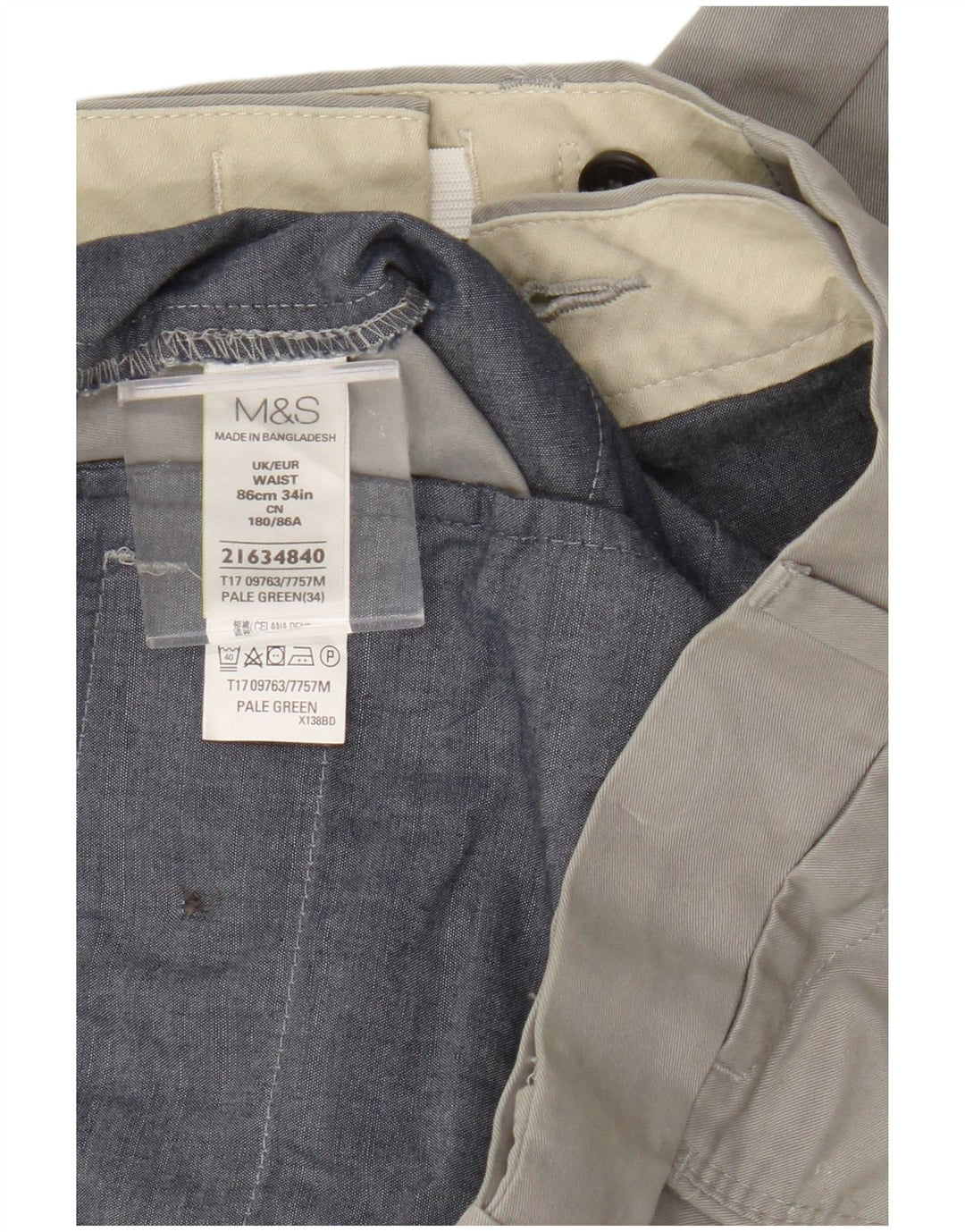 Marks & Spencer Chino Shorts til mænd W34 Large Grå Bomuld