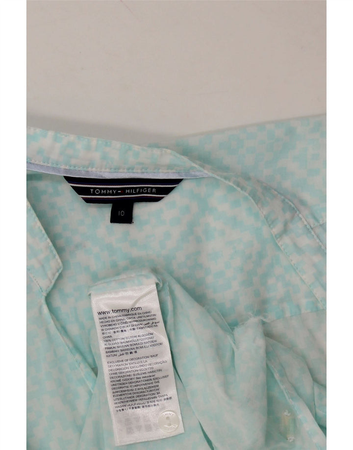 TOMMY HILFIGER Womens Pullover Shirt Blouse US 10 Large Blue Geometric Vintage Tommy Hilfiger and Second-Hand Tommy Hilfiger from Messina Hembry 