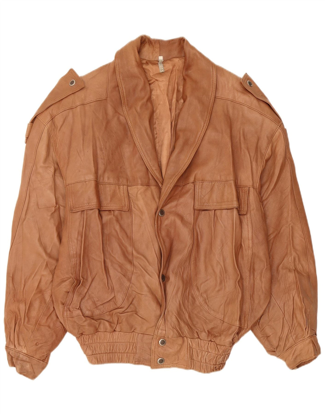 VINTAGE Military Læderjakke til mænd UK 44 2XL brunt læder