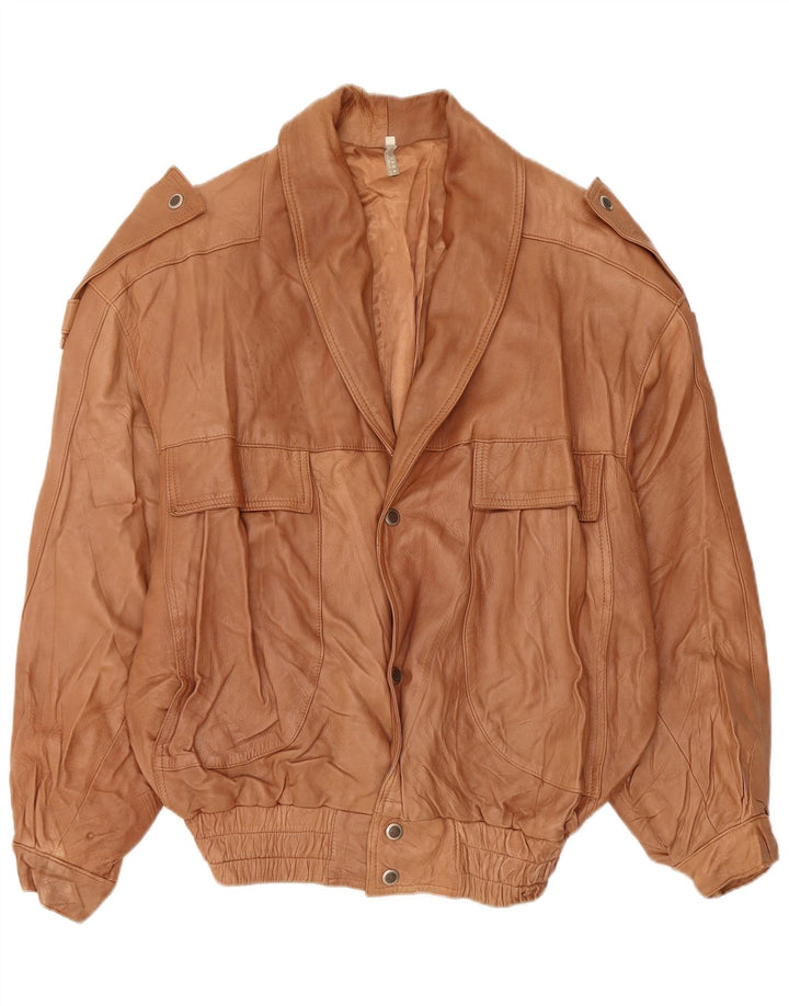 VINTAGE Military Læderjakke til mænd UK 44 2XL brunt læder