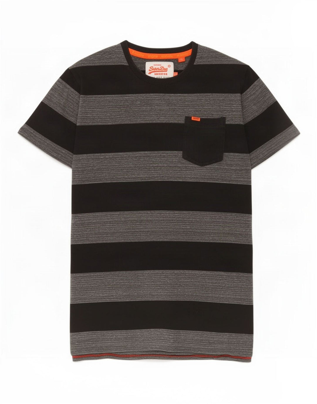 Superdry T-shirt top mellem grå stribet bomuld til mænd