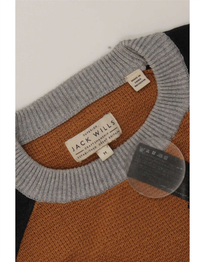 Jack Wills Herre Crew Neck Jumper Sweater Medium Brown Colourblock