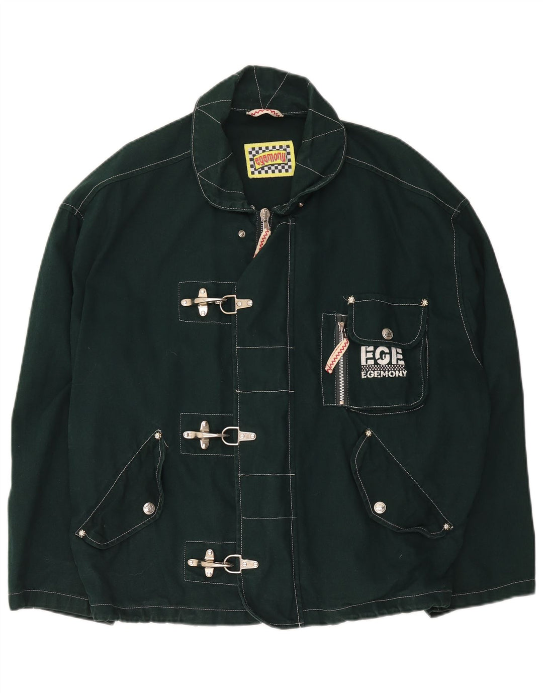 Egemony Herre Graphic Utility Jacket UK 42 XL Grøn Polyester