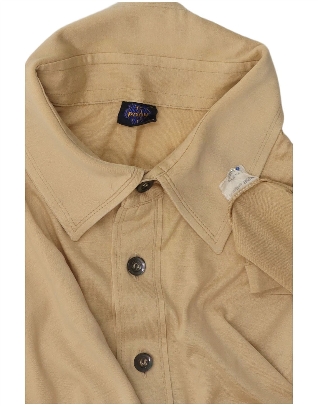 Plys herre poloskjorte medium beige bomuld
