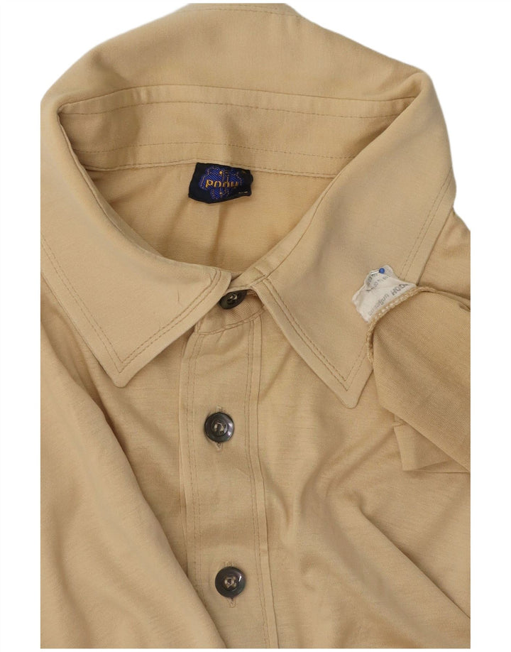 Plys herre poloskjorte medium beige bomuld