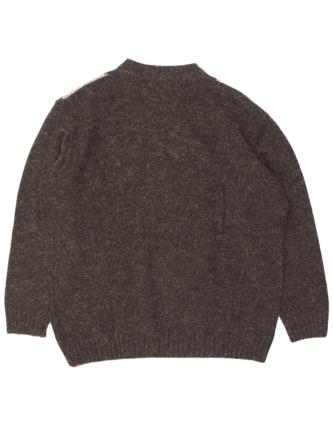 Vintage herre rund hals sweater stor grå Argyle/diamant akryl